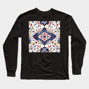 Ottoman Pattern on White Long Sleeve T-Shirt